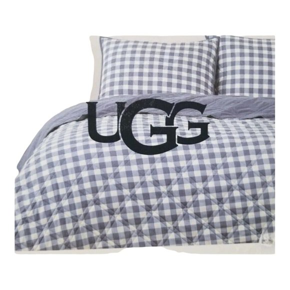 UGG Bedding Ugg Priscilla Dark Ice Plaid King Coverlet Shams Set 248 Nip 3 Pc Poshmark